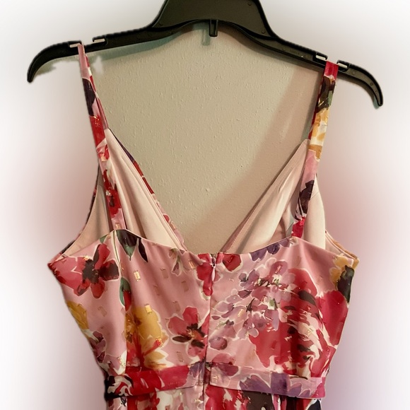 NWT NW Nightway Women’s Long Floral Mock Wrap Dress size 10 - Picture 8 of 15